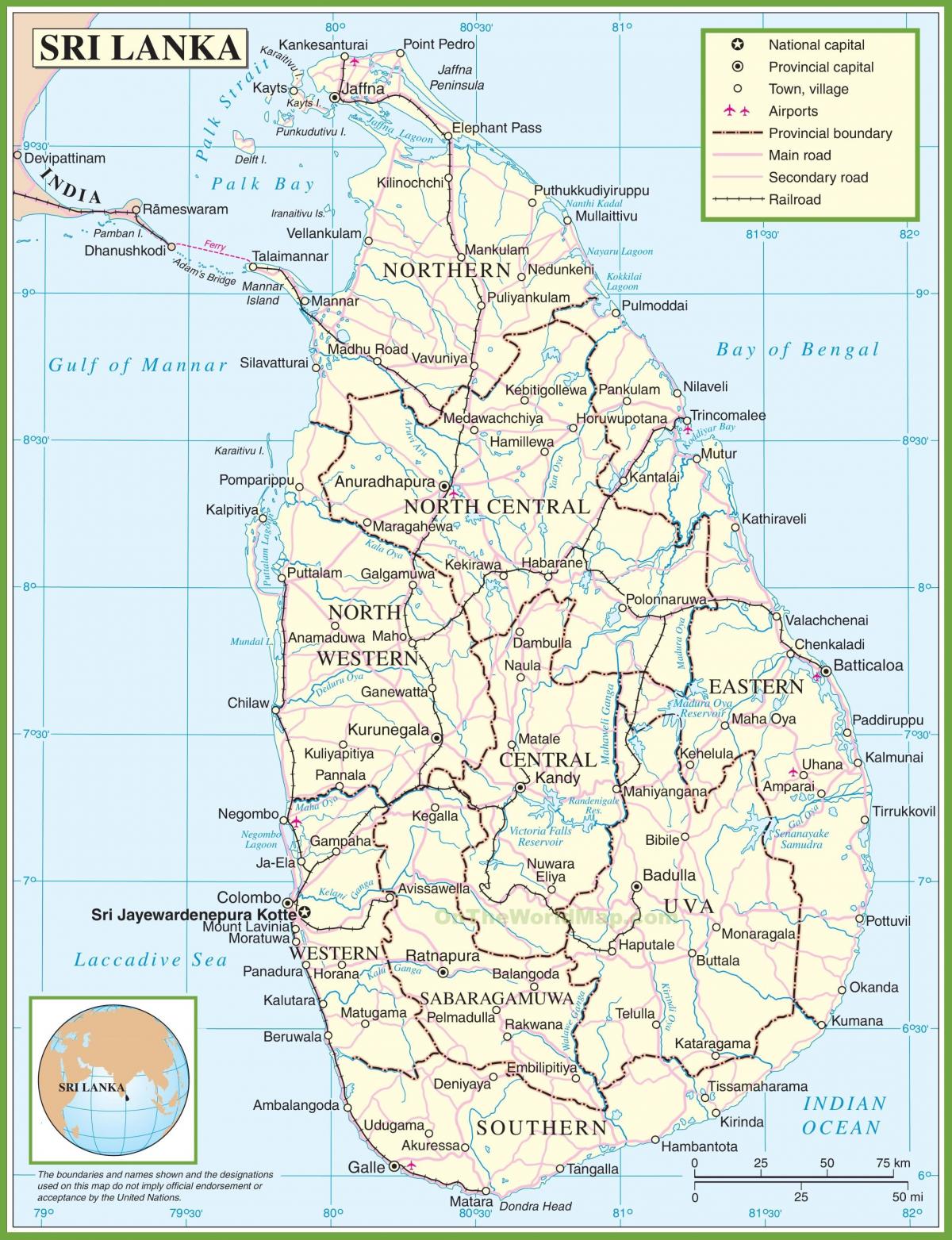 mapa bat Sri Lanka