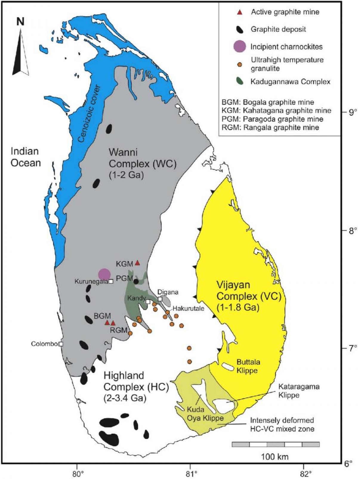 mapa mineralak Sri Lanka