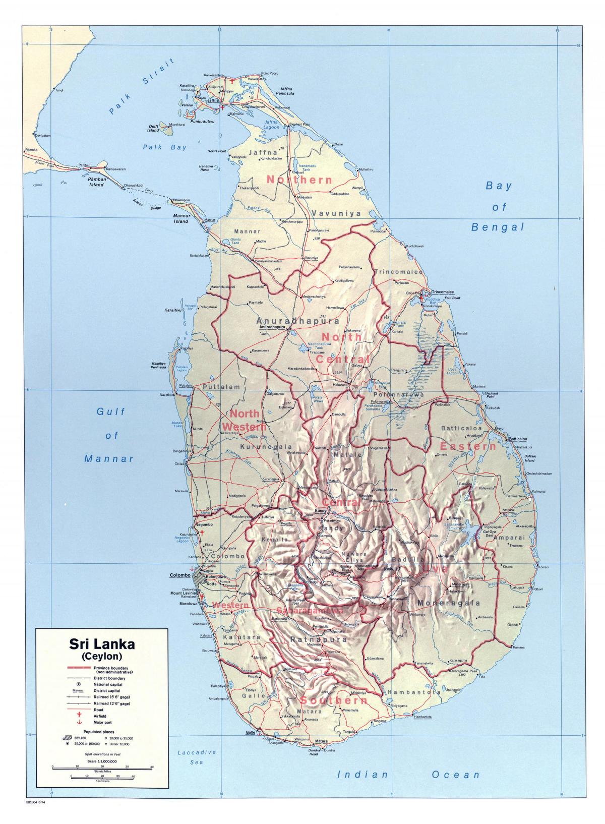 mapa Sri Lanka dituzten hiriak