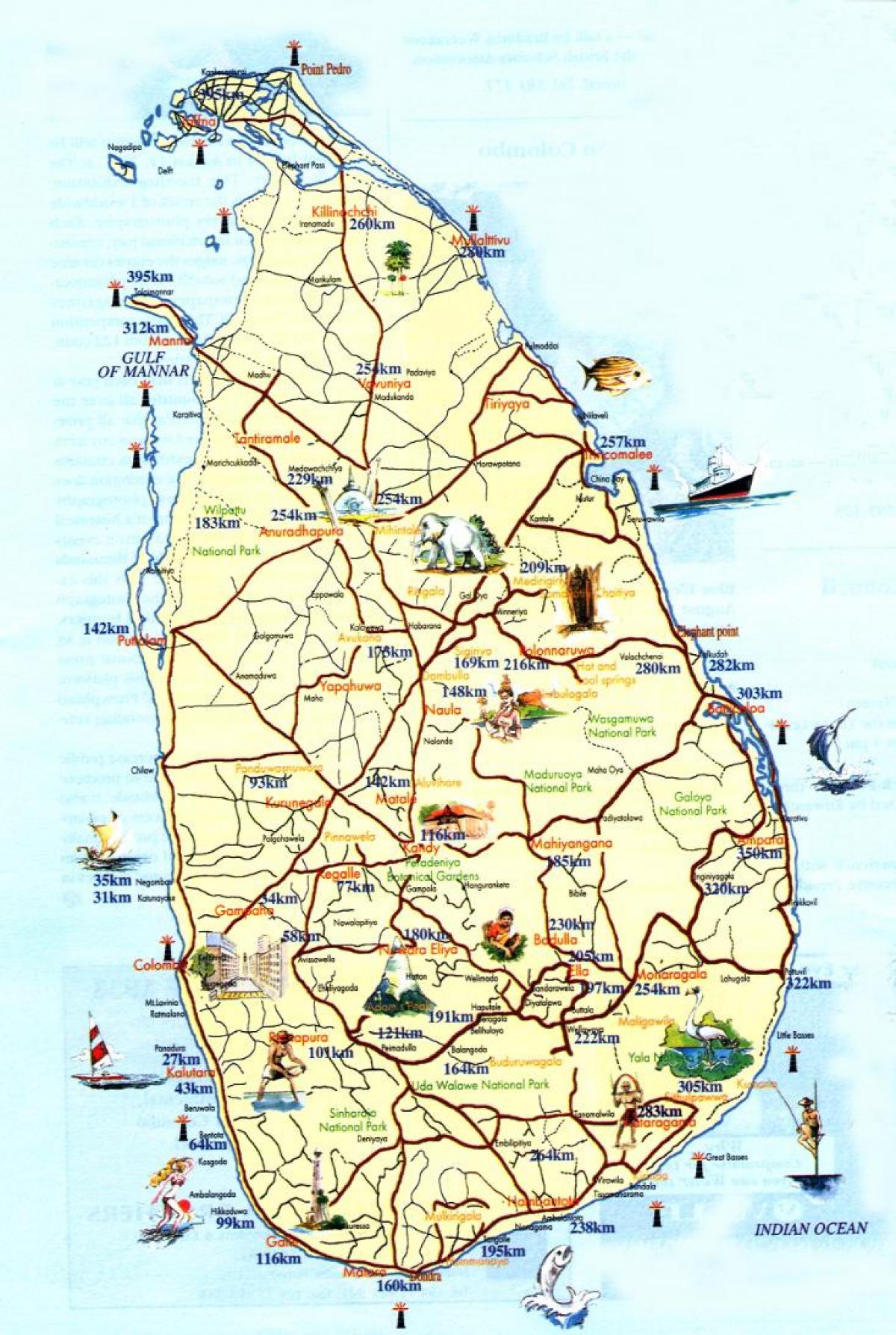 mapa Sri Lanka hondartza estazioak