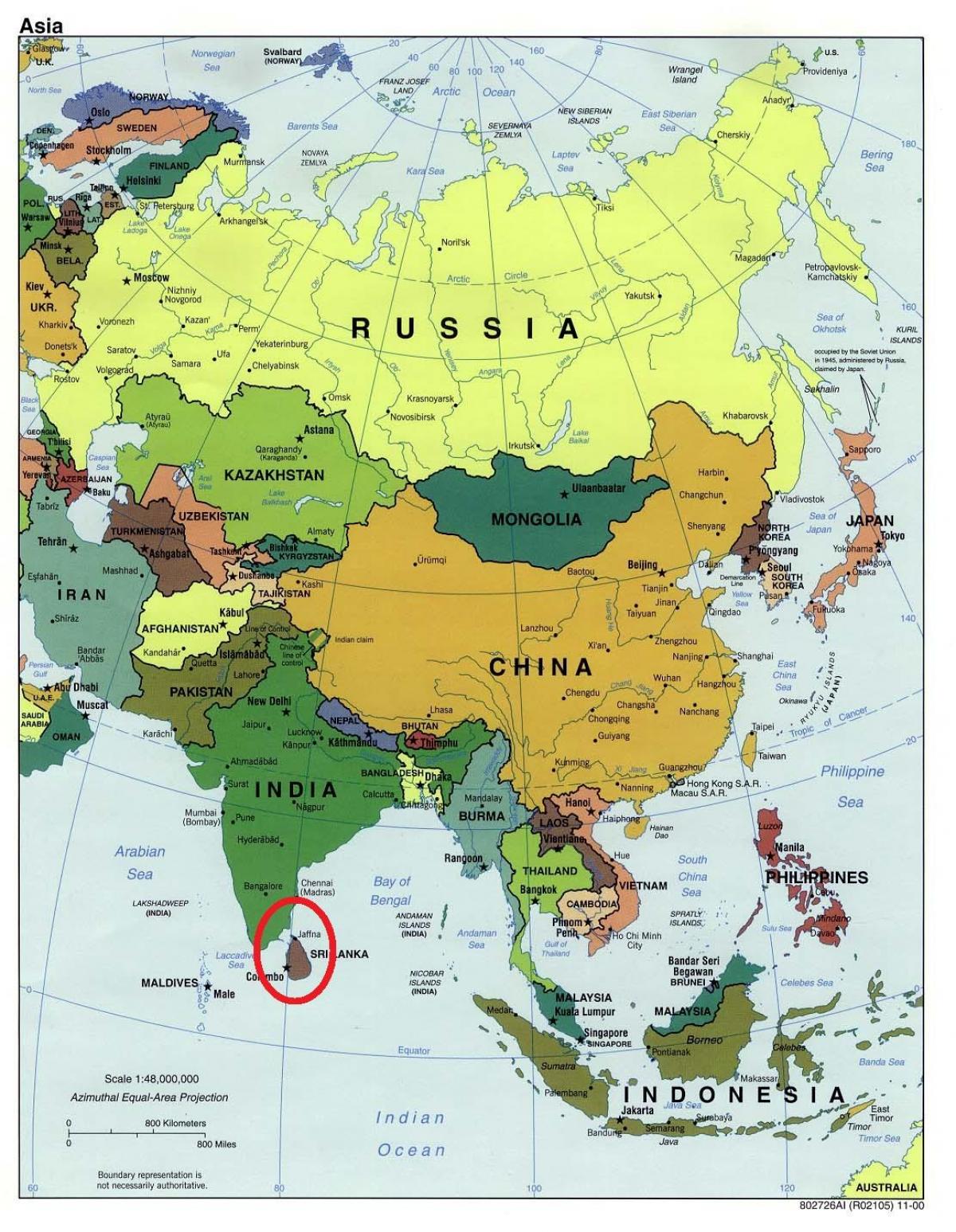 Sri Lanka mapa asia