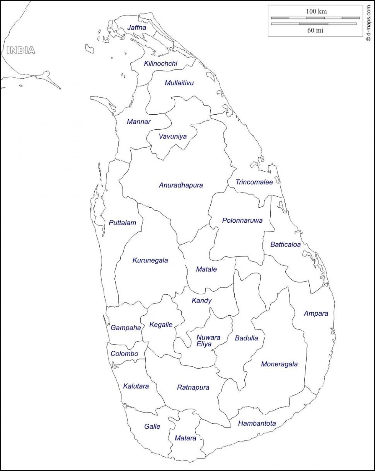 Sri Lanka mapa marrazten