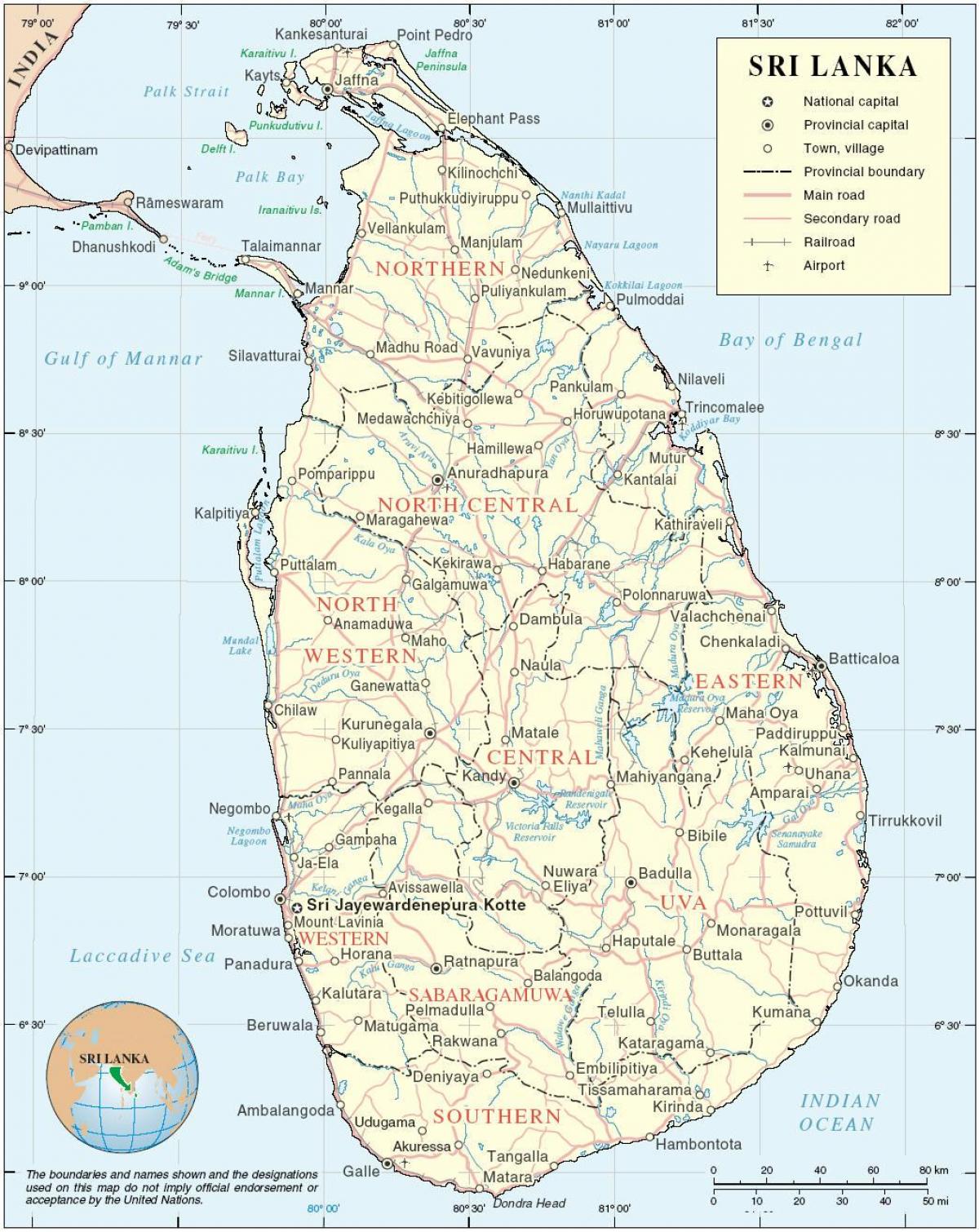 Sri Lanka mapa hd