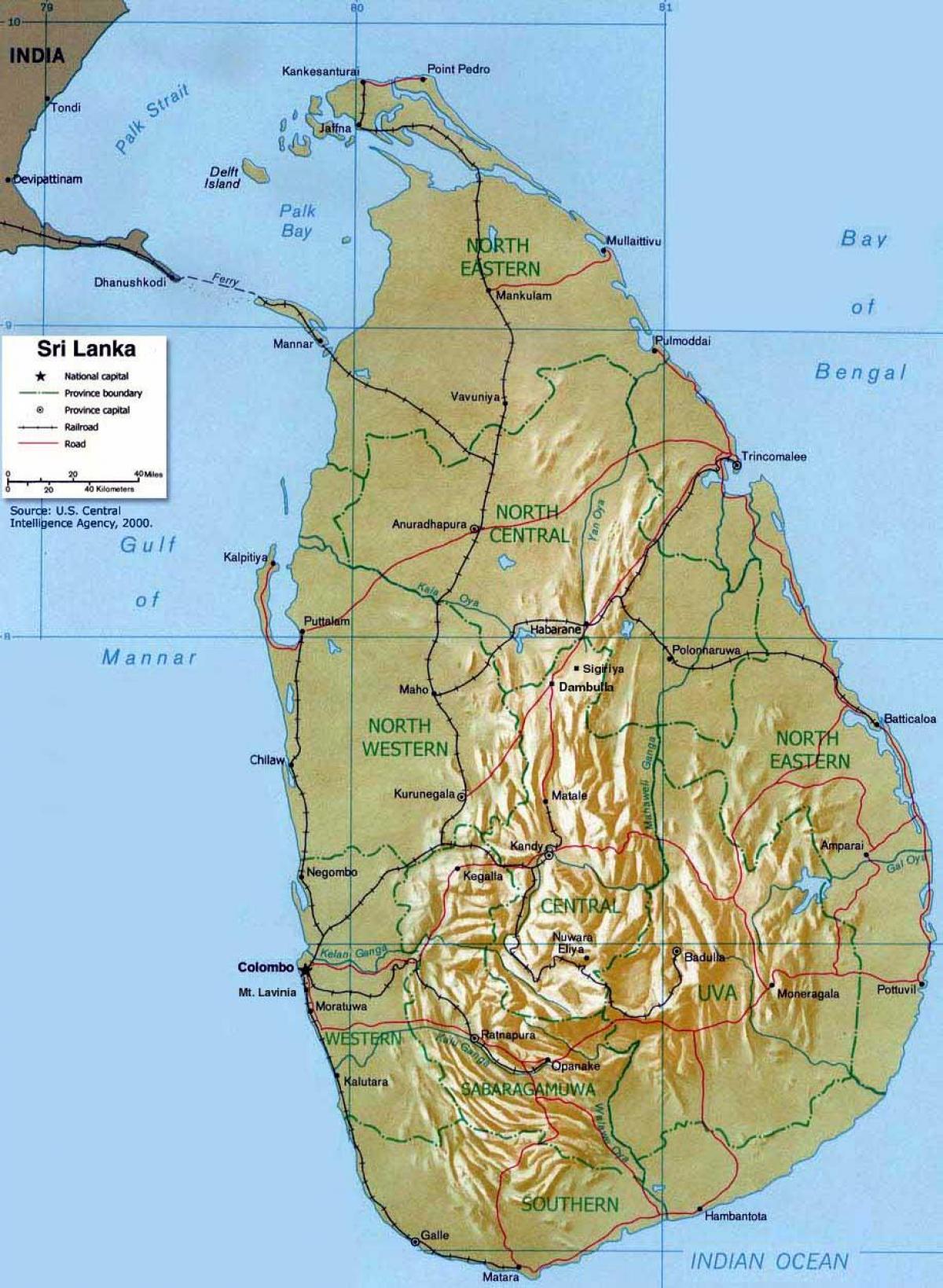 mendiak Sri Lanka mapa