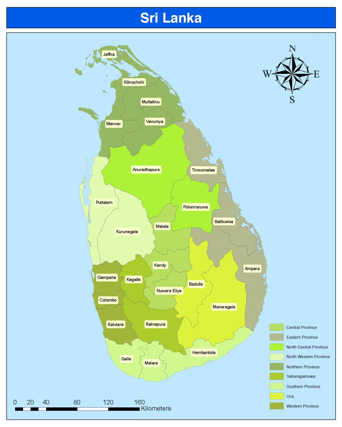 Sri Lanka auzoan mapa sinhala