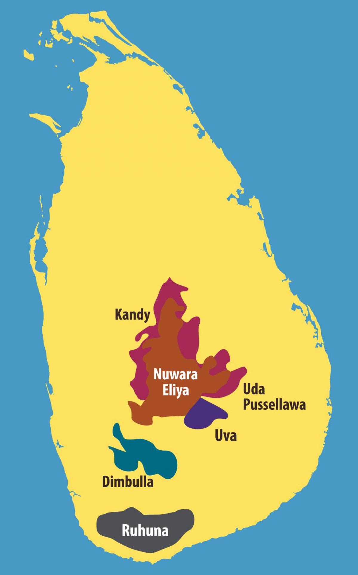 mapa Sri Lanka tea landaketak
