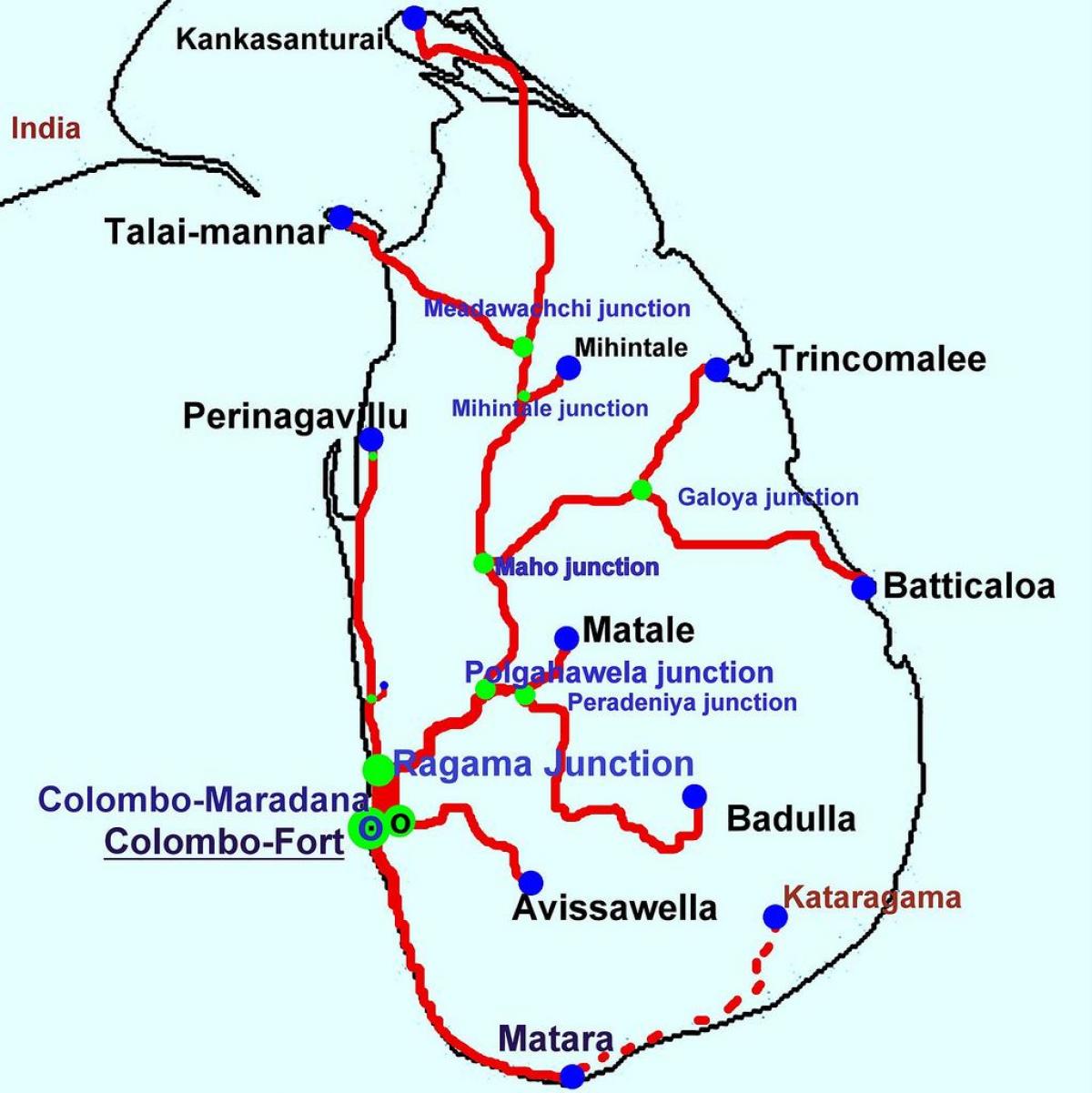 trenak Sri Lanka mapa