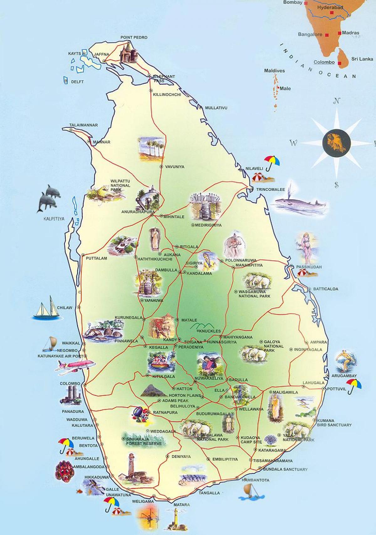 turismo-erakargarri Sri Lanka mapa