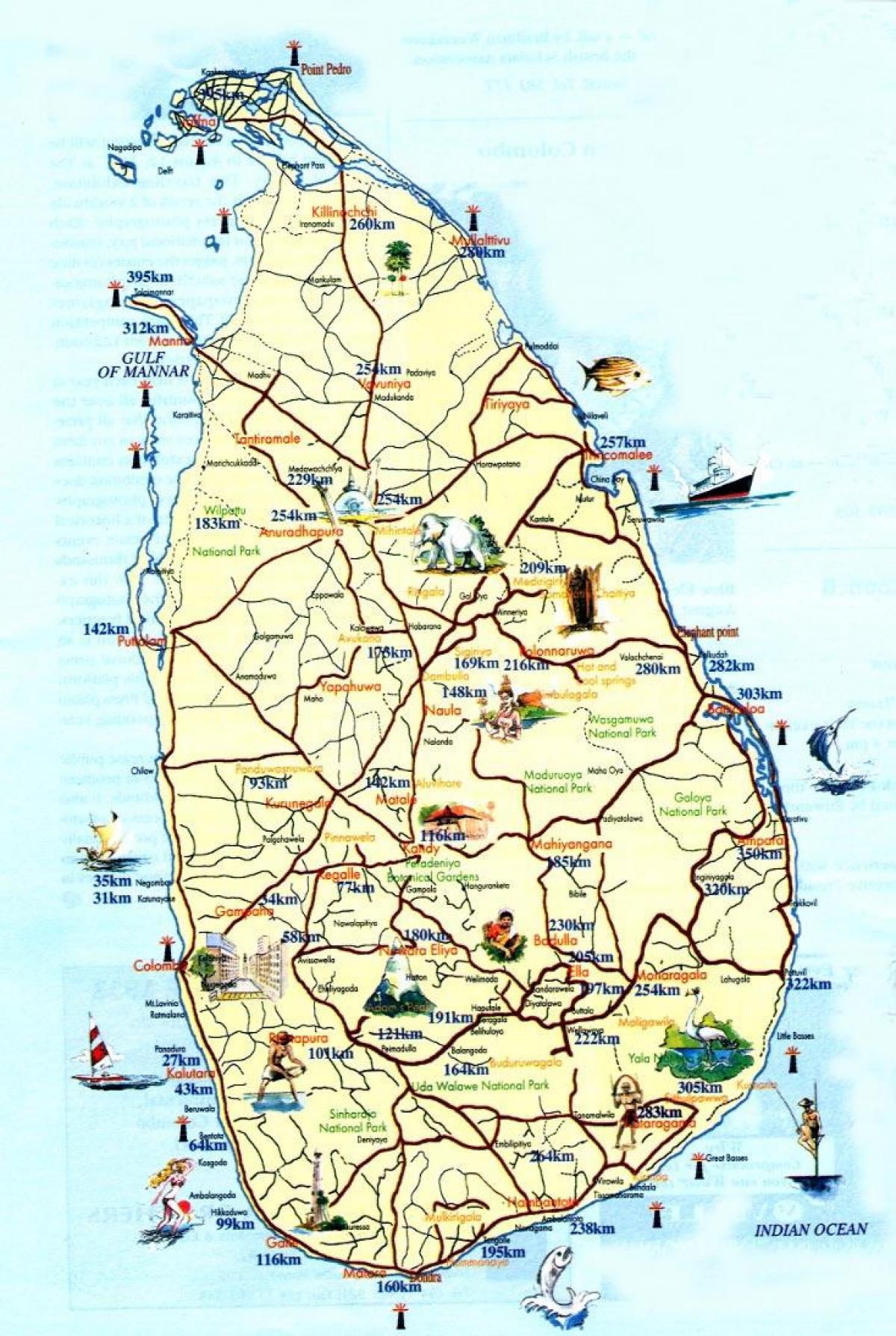 turismo mapa Sri Lanka dituzten hiriak