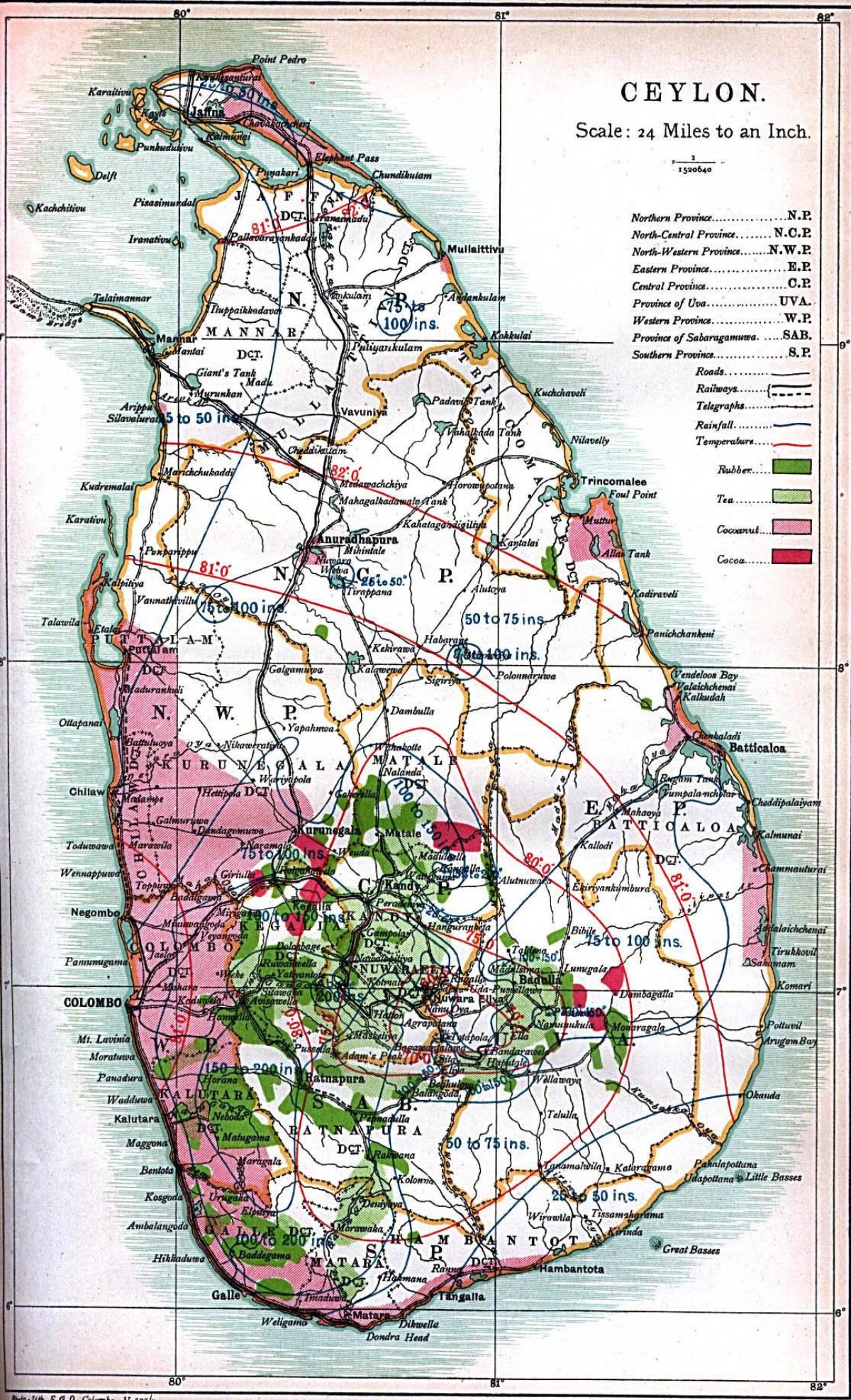 mapa Zeilan Sri Lanka