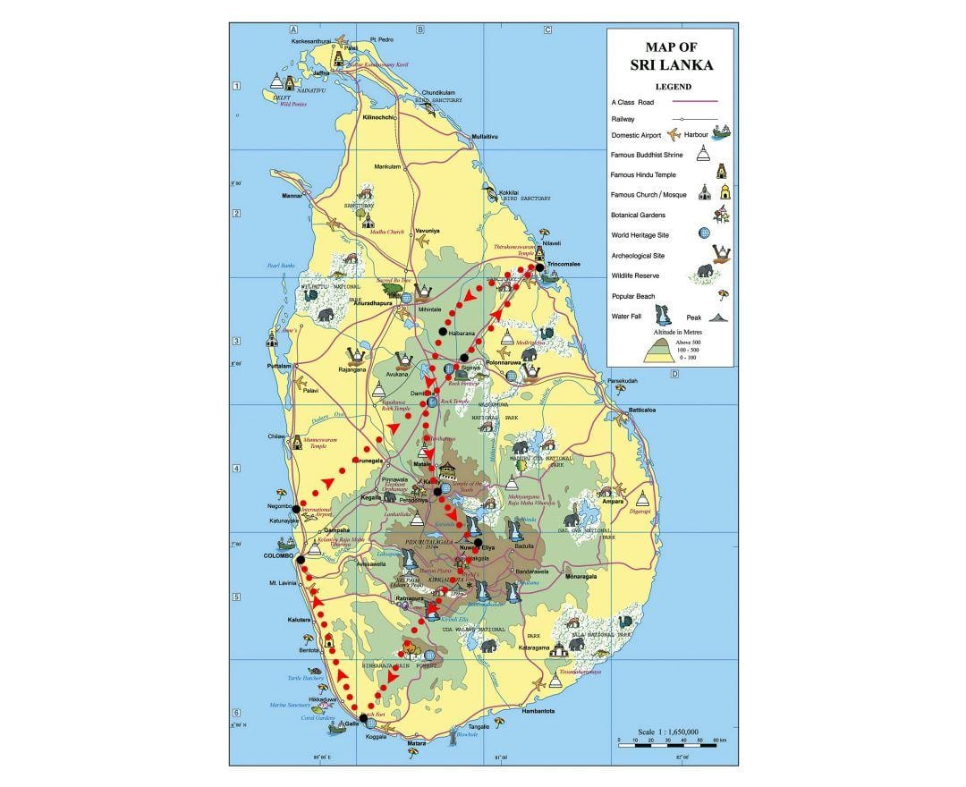 mapa sinboloak Sri Lanka