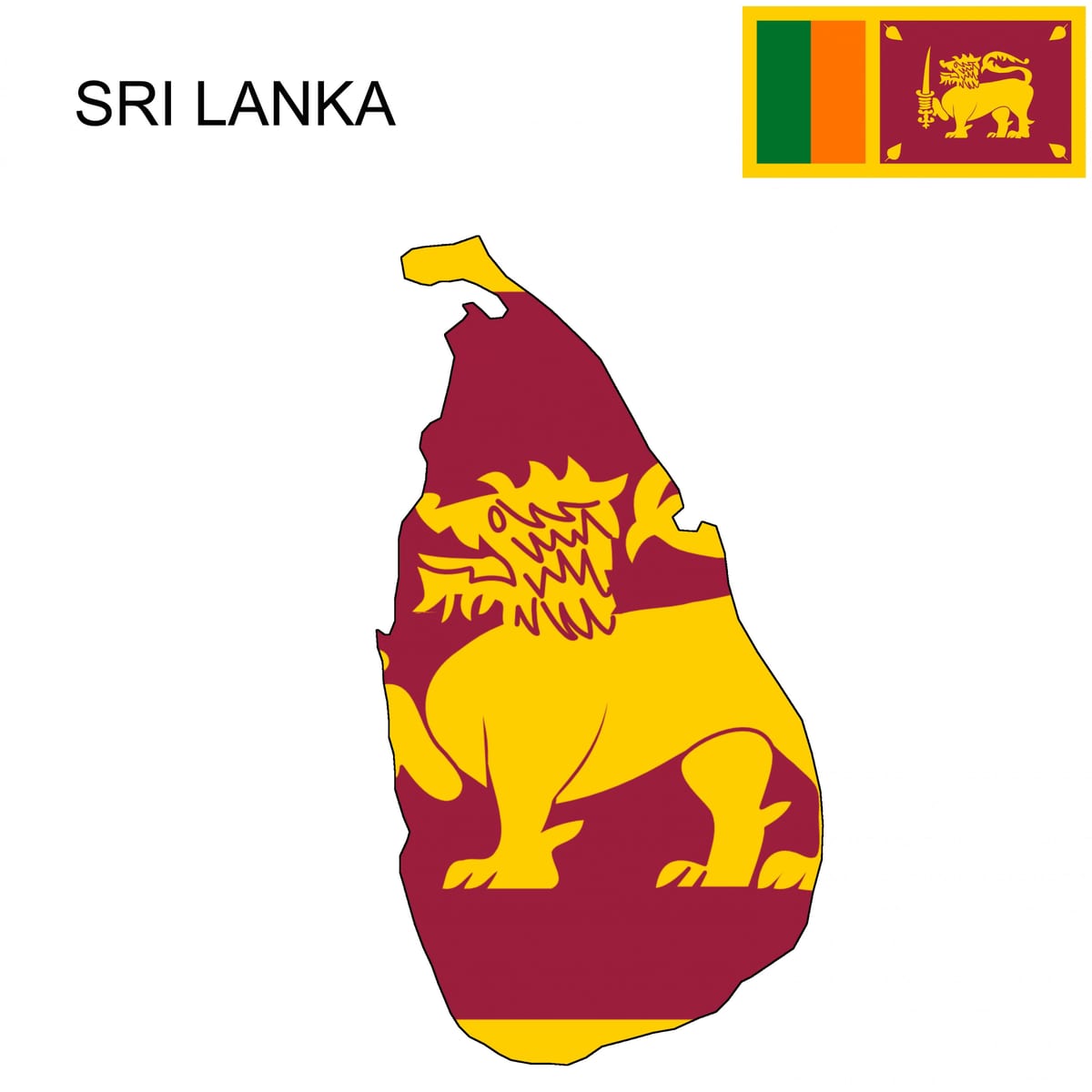 mapa Sri Lanka bandera