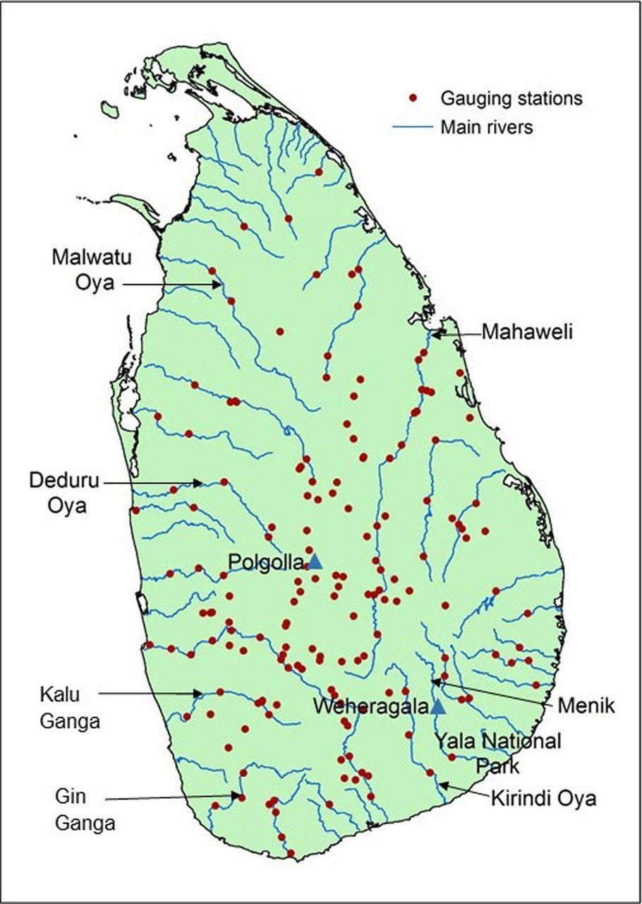 mapa Sri Lanka ganga