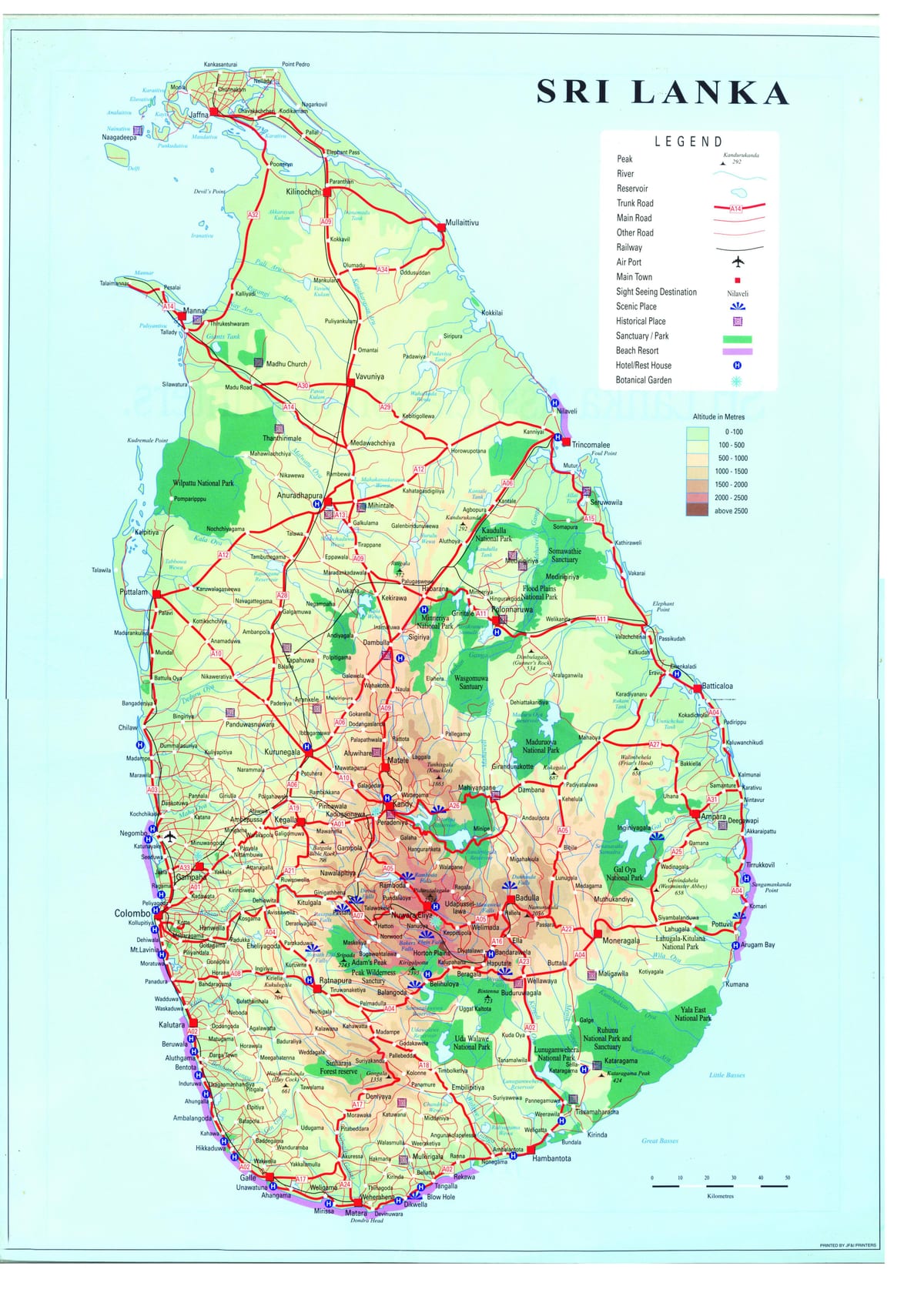 mapa Sri Lanka garraio