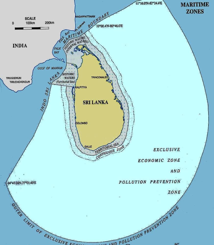 mapa Sri Lanka itsasoa