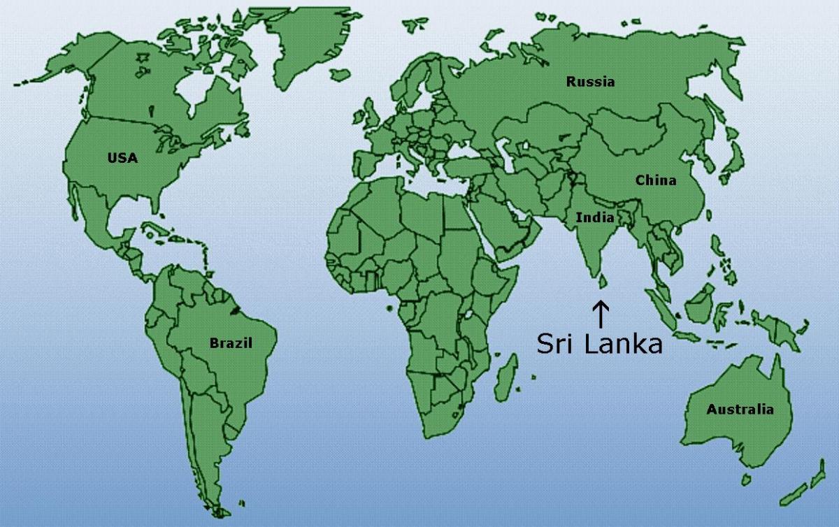 munduko mapa erakutsiz Sri Lanka