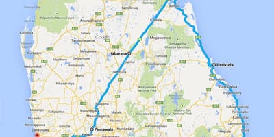 Sri Lanka hondartza onena mapa