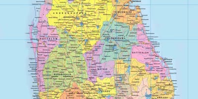 Sri Lanka errepide mapa distantzia km