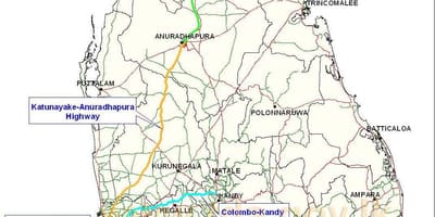 Mapa Sri Lanka expressway