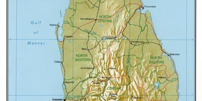 Mapa Sri Lanka fisikoa