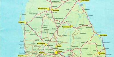 Sri Lanka autopista, errepide mapa