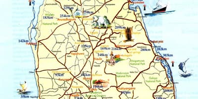 Sri Lanka lekuak bisitatu mapa