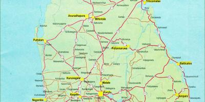 Mapa Sri Lanka mapa distantzia
