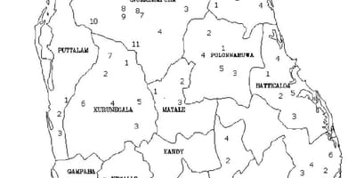 Mapa Sri Lanka mapa eta zuri-beltzean