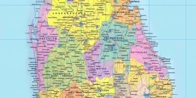 Mapa zehatza Sri Lanka dituzten errepideak