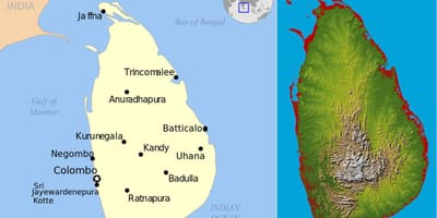 Mapa Sri Lanka topografikoak