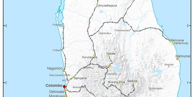 Tren ibilbide Sri Lanka mapa