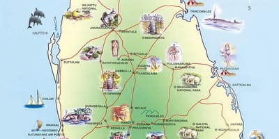 Turismo-erakargarri Sri Lanka mapa