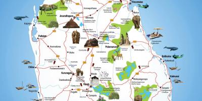 Turismo lekuak Sri Lanka mapa