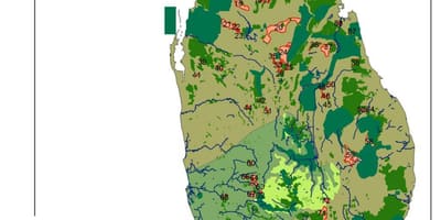 Mapa Sri Lankako basoak