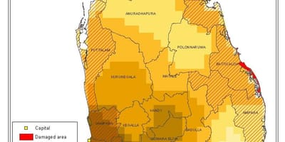 Mapa Sri Lankako biztanleriaren dentsitatea