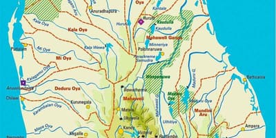 Mapa Sri Lankako geografia