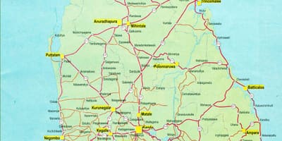 Mapa mapa turistiko Sri Lanka errepide